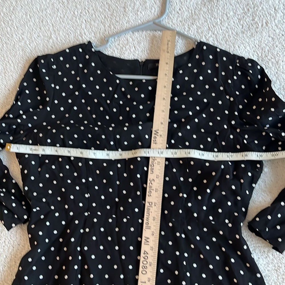 Forever 21 polka dot dress black white 3/4 sleeves lace hem detail M|L - Picture 9 of 11